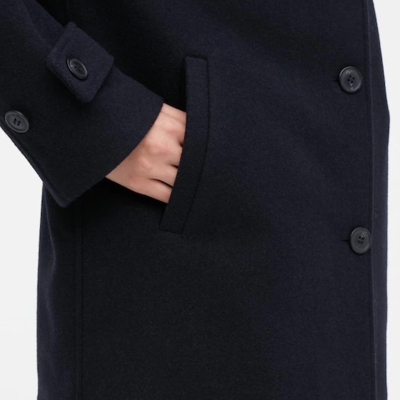 NWT Uniqlo Women Oversized Wool blend Brushed Short Coat Jacket Navy Size S - Picture 7 of 11